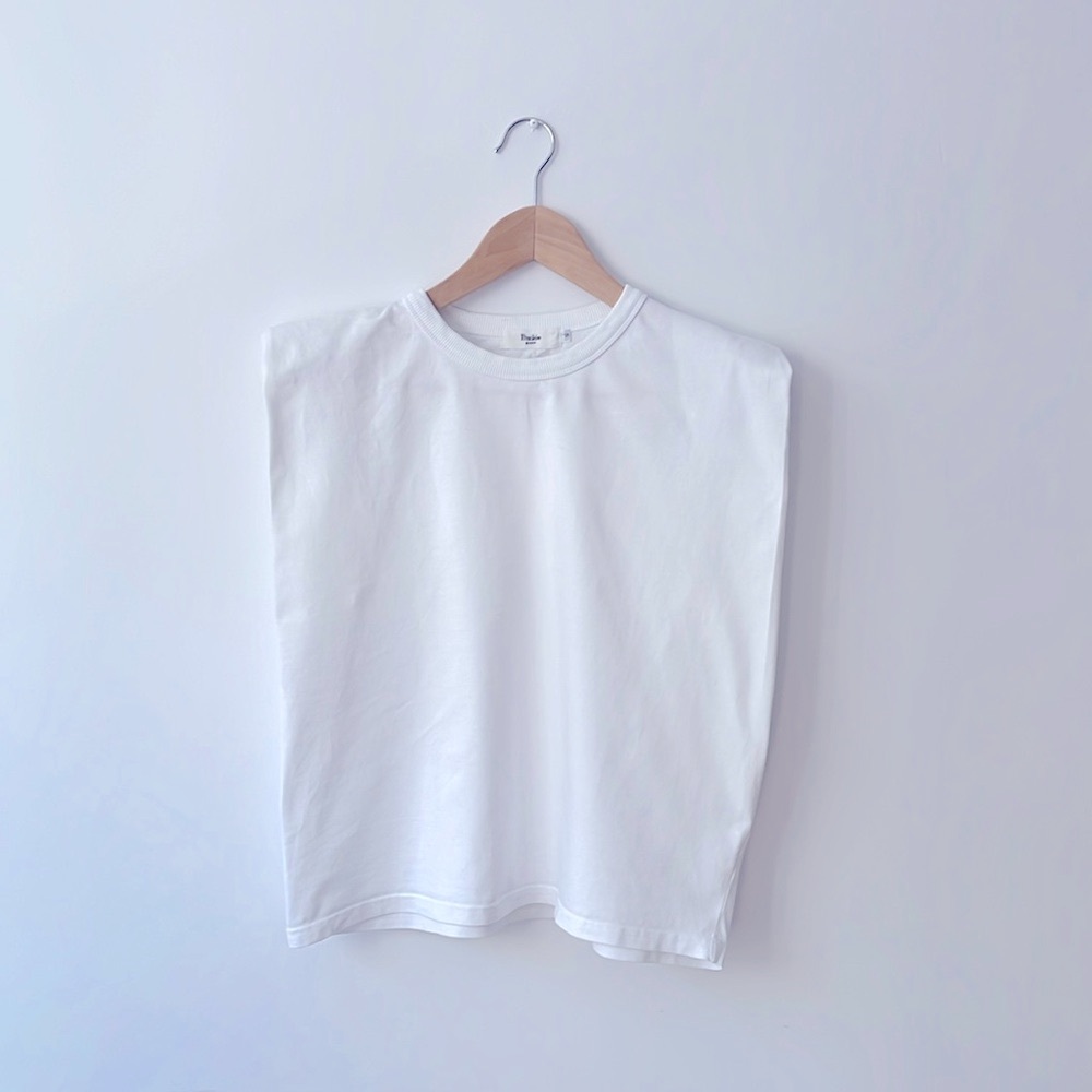 EVA PADDED SHOULDER MUSCLE T-SHIRT - WHITE